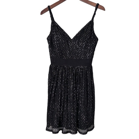City Studios Dresses & Skirts - City Studio Mini Dress Sz 9 Black Silver Whimsygoth Glitter Baby Doll Y2K Hoco